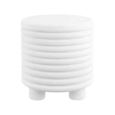 Jonathan Y Evans 18" Minimalist Modern 3-legged Drum Indoor/outdoor Accent Table In White