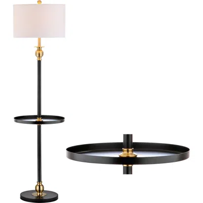 Jonathan Y Evans 61" Metal Led End Table Floor Lamp, Black/brass In Black/gold