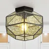 Jonathan Y Evelyn 12.5" 1-light Vintage Farmhouse Iron/glass Led Flush Mount