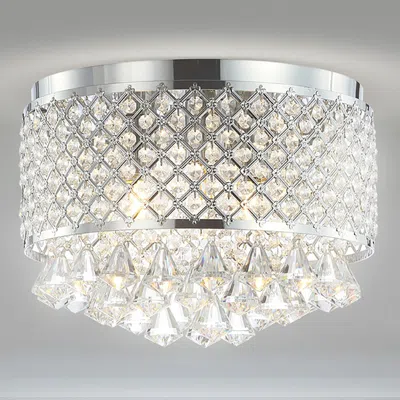 Jonathan Y Evelyn 14.7" 3-light Crystal Drops/metal Led Flush Mount In Neutral