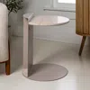 Jonathan Y Evelyn 16" Contemporary Natural Marble/metal Handmade C-shaped End Table, Beige/pink Beige