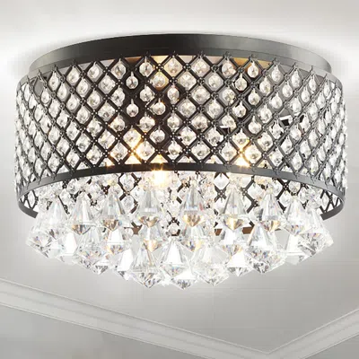 Jonathan Y Evelyn 17" 3-light Crystal Drops/metal In Neutral