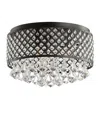 Jonathan Y Evelyn 17" 3-light Crystal Drops/metal Led Flush Mount In Black,clear