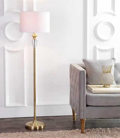 Jonathan Y Evelyn Crystal / Metal Led Floor Lamp In Brass Gold/clear