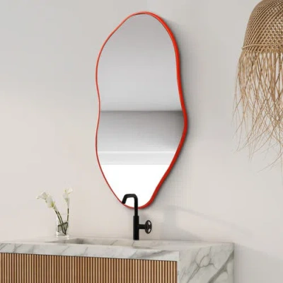 Jonathan Y Everly Irregular Framed Decorative Wall Mirror In Red