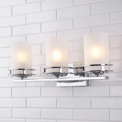 Jonathan Y Fairfax 23" 3-light Metal/frosted Glass Contemporary Glam Led Vanity Light In Metallic