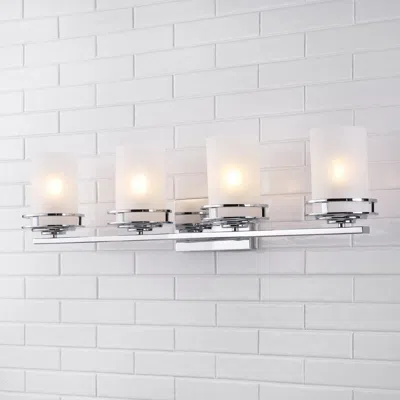 Jonathan Y Fairfax 32" 4-light Metal/frosted Glass Contemporary Glam Led Vanity Light In Gray