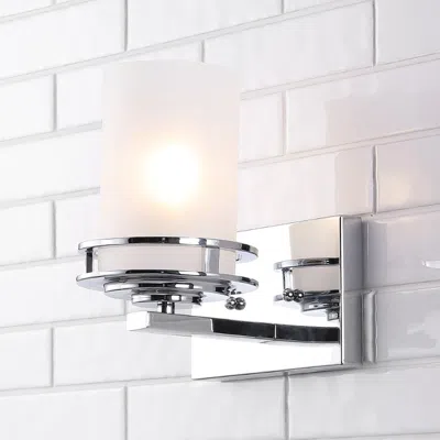 Jonathan Y Fairfax 7.13" 1-light Metal/frosted Glass Contemporary Glam Led Vanity Light In Metallic
