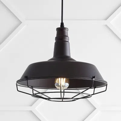 Jonathan Y Farmhouse 14.25" Adjustable Industrial Metal Led Pendant