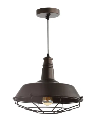 Jonathan Y Farmhouse 14.25in Adjustable Industrial Led Pendant In Black