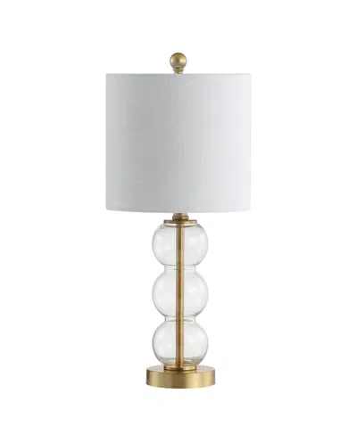Jonathan Y February 21" Glass, Led Table Lamp In Clear,brass Gold-tone