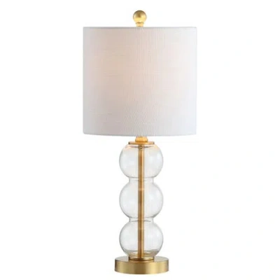 Jonathan Y February Glass/metal Led Table Lamp In Clear/brass Gold