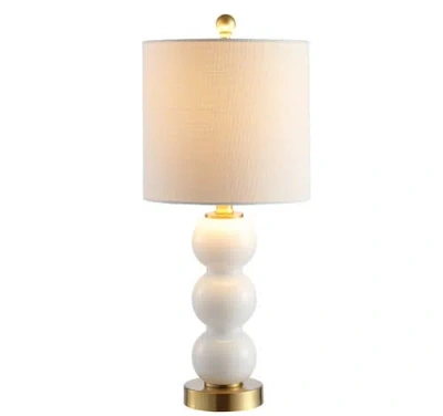 Jonathan Y February 21in Glass Metal Led Table Lamp In White/brass Gold