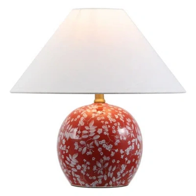 Jonathan Y Felice Cottage Floral Ceramic Globe Led Table Lamp In White