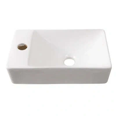 Jonathan Y Felix 15 In. W X 8 In. D Modern Wall Mounted Rectangular Ceramic Mini Sink In White