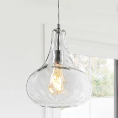 Jonathan Y Ferano 9" Adjustable Metal/glass Led Pendant In Transparent