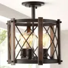 Jonathan Y Ferme 14in 3-light Iron Rustic Farmhouse Led Flush Mount