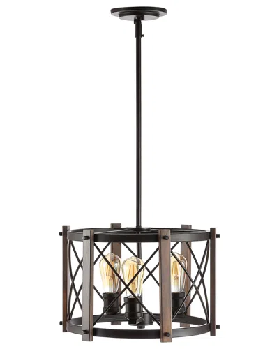 Jonathan Y Ferme 16in 3-light Adjustable Iron Rustic Farmhouse Led Pendant In Metallic