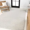 Jonathan Y Finn High-low Modern Minimalist Checkered Monotone Ivory/cream Runner Rug