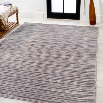 Jonathan Y Finn Modern Farmhouse Pinstripe Indoor/outdoor Area Rug In Dark Gray/blue
