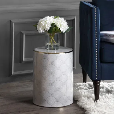Jonathan Y Fish Scale 17" Modern Ceramic Garden Stool In Gray