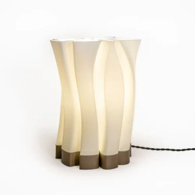 Jonathan Y Flame 13.5" Modern Bohemian Plant-based Pla 3d Printed Dimmable Led Table Lamp In White/brown