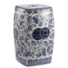 Jonathan Y Floral Vine 18.5" Chinoiserie Ceramice Square Garden Stool In Blue/white