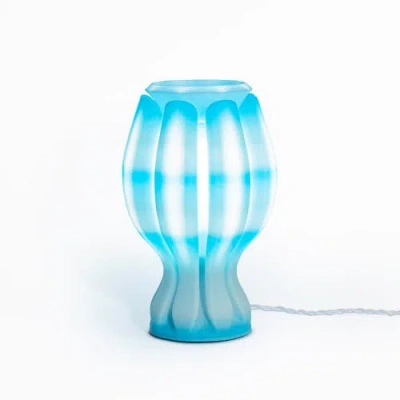 Jonathan Y Flower 13" Tropical Coastal Plant-based Pla 3d Printed Dimmable Led Table Lamp In Blue/white