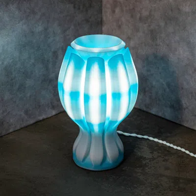 Jonathan Y Flower 13" Tropical Coastal Plant-based Pla 3d Printed Dimmable Led Table Lamp, Blue/white