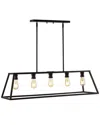 Jonathan Y Floyd 38in 5-light Adjustable Iron Farmhouse Vintage Led Dimmable Pendant In Metallic