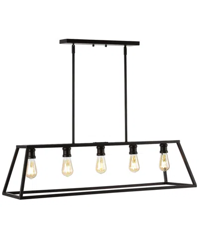 Jonathan Y Floyd 38in 5-light Adjustable Iron Farmhouse Vintage Led Dimmable Pendant In Metallic