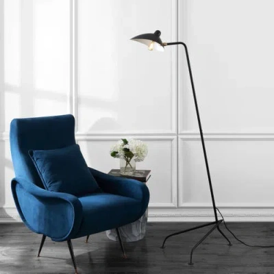 Jonathan Y Frank Iron Retro Minimalist Led Floor Lamp In Blue