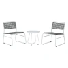 Jonathan Y Freja 3-piece Mid-century Modern Faux Rattan Conversation Outdoor Patio Set, Black/brown