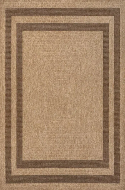 Jonathan Y Frenzy Easy Jute Minimalist Boho Inset Border Indoor/outdoor Area Rug In Brown