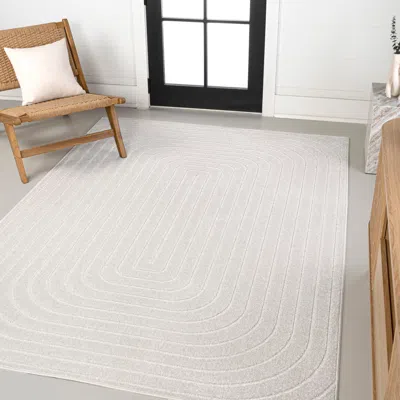 Jonathan Y Freya High-low Modern Scandinavian Arch Stripe Monotone Indoor/outdoor Area Rug In Ivory