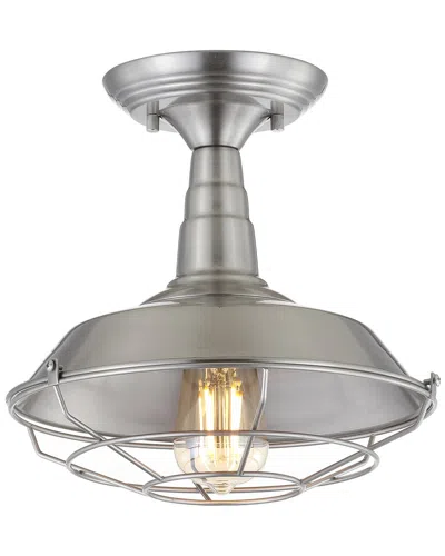 Jonathan Y Gabe 10.2in Metal Led Semi-flush Mount In Silver