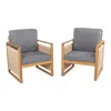 Jonathan Y Gable Mid-century Modern Roped Acacia Wood Outdoor Patio Chair With Cushions, Beige/light Teak (set