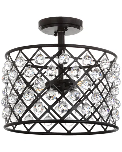 Jonathan Y Gabrielle 13in Crystalmetal Led Semi-flush Mount In Black