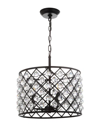Jonathan Y Gabrielle 16in Crystalmetal Led Pendant In Black