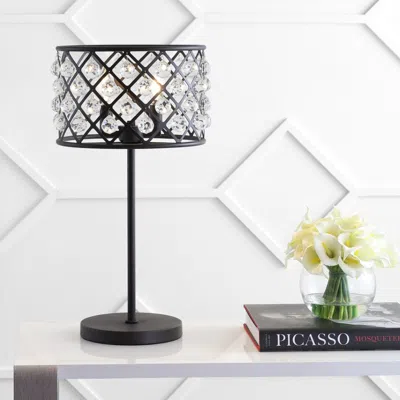 Jonathan Y Gabrielle 22.5" Metal/crystal Led Table Lamp In Black
