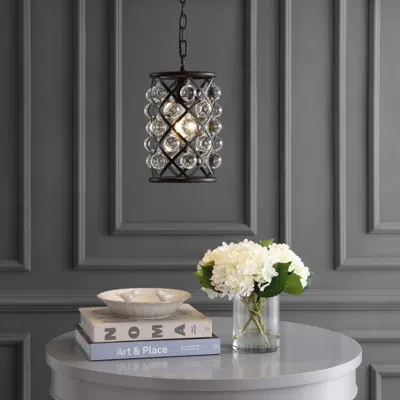 Jonathan Y Gabrielle 8" Metal/crystal Led Pendant In Metallic