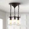 Jonathan Y Gaines 11" 3-light Farmhouse Industrial Iron Mason Jar Led Semi Flush Mount