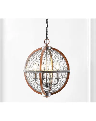 Jonathan Y Gaines 16in 4-light Adjustable Iron Rustic Industrial Led Pendant In Metallic