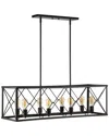 Jonathan Y Galax 39in 8-light Adjustable Iron Farmhouse Industrial Led Dimmable Pendant In Metallic