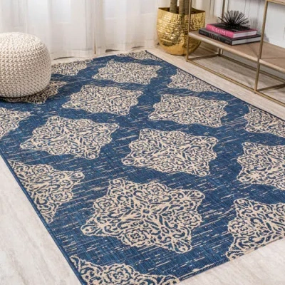 Jonathan Y Galon Filigree Indoor/outdoor Area Rug In Navy/beige