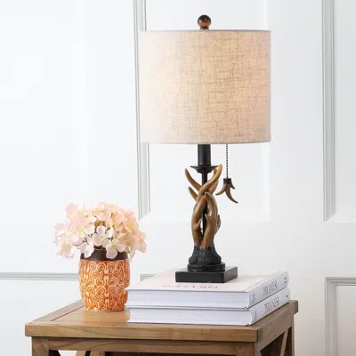 Jonathan Y Designs Gaston 20.5in Resin Mini Table Lamp In Black/brown