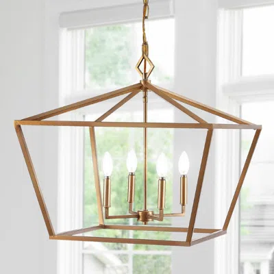 Jonathan Y Designs Gatsby 23in 4-light Adjustable Iron Rustic Glam Led Pendant In Metallic