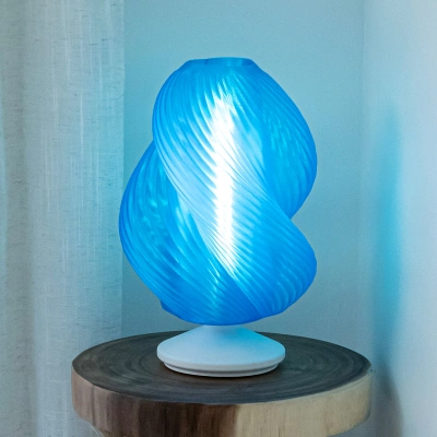 Jonathan Y Gema 13.5" Mid-century Coastal Plant-based Pla 3d Printed Dimmable Led Table Lamp, Dark Smoke/black In Blue