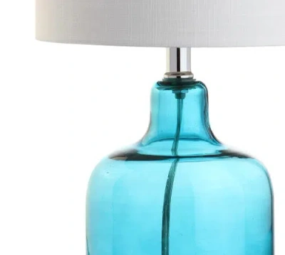 Jonathan Y Gemma Glass Bell Led Table Lamp In Moroccan Blue