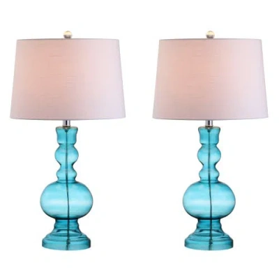 Jonathan Y Genie 28.5" Glass Led Table Lamp In Aqua